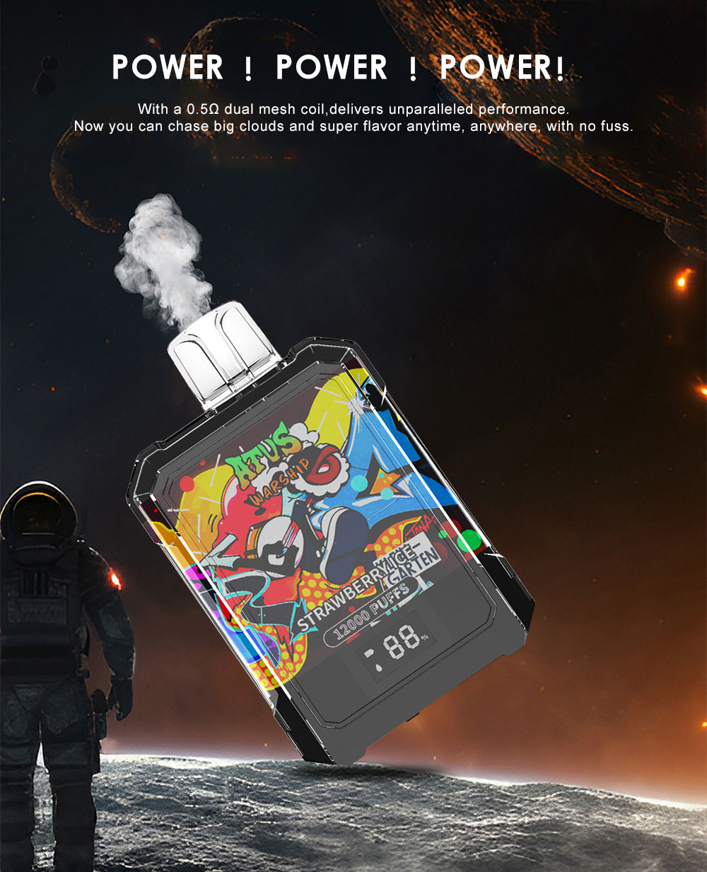 DE013A Florida FL USA 12000 Puffs Disposable Vapes with LED display screen and adjustable airflow
