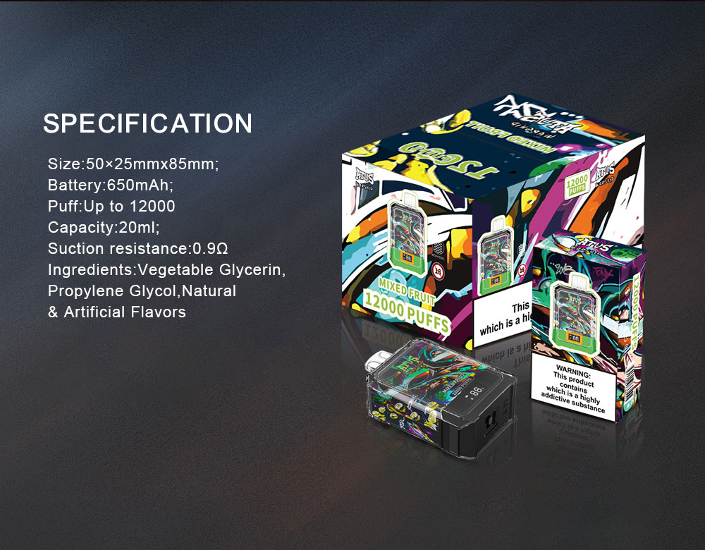 DE013A Florida FL USA 12000 Puffs Disposable Vapes with LED display screen and adjustable airflow