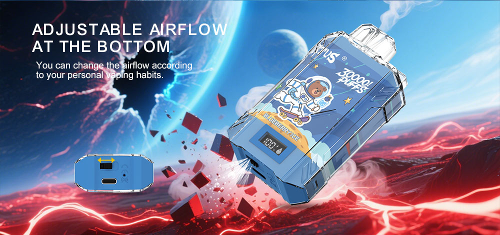 DE017 Florida FL USA 30000 Puffs Disposable Vape with LED display screen and adjustable airflow rechargeable