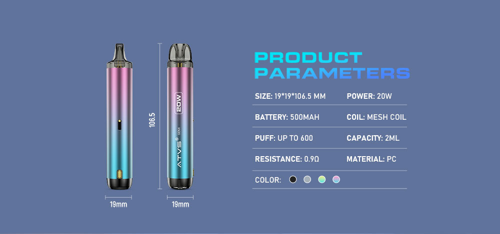 DE020 Florida FL USA Refillable Pod Kit System Device with Adjustable Airflow MTL RDL ATVS Vape