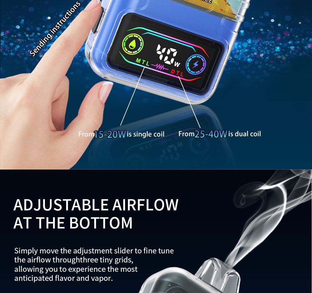 DE021 Florida FL USA 30000 Puffs Disposable Vape with LED display screen and adjustable airflow MTL DTL