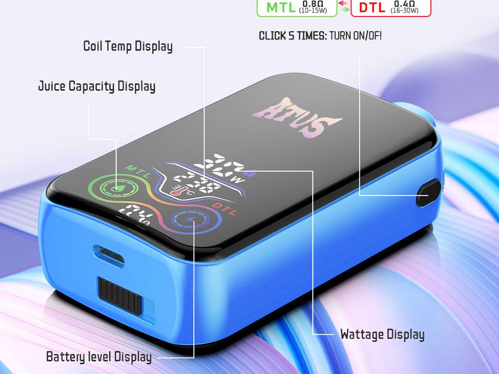 DE022 Florida FL USA 25000 Puffs Disposable Vape with Full screen rechargeable and adjustable airflow ATVS Vape