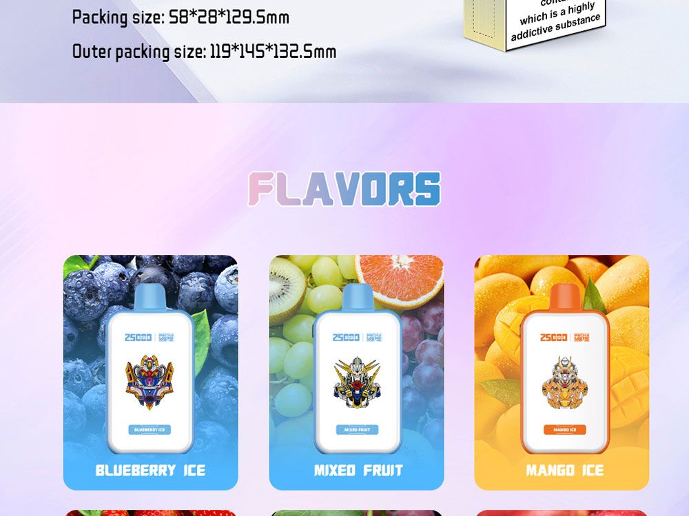 DE022 Florida FL USA 25000 Puffs Disposable Vape with Full screen rechargeable and adjustable airflow ATVS Vape
