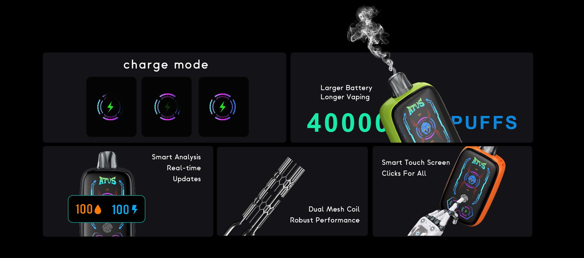 DE023 Florida FL USA 40000 Puffs Disposable Vape with Full screen rechargeable and adjustable airflow ATVS Vape