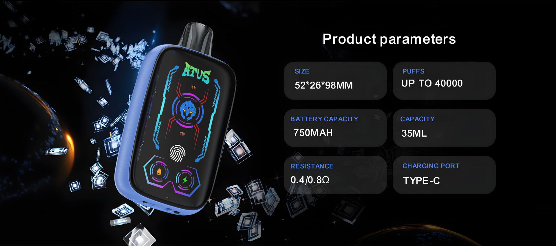 DE023 Florida FL USA 40000 Puffs Disposable Vape with Full screen rechargeable and adjustable airflow ATVS Vape