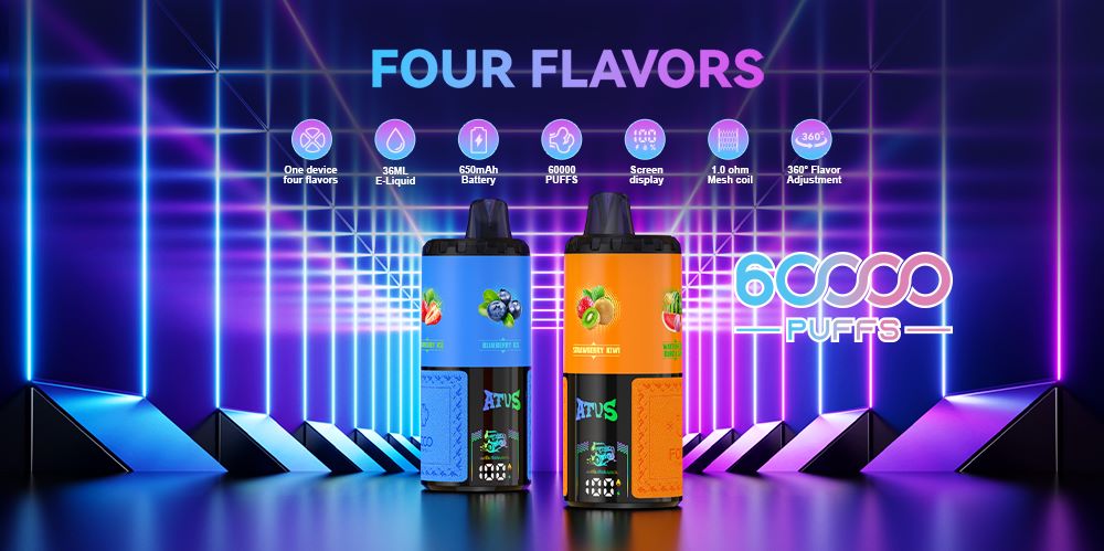 DE030 Florida FL USA 60000 Puffs Disposable Vape with LED Display Screen and Adjustable Airflow Rechargeable ATVS Vape