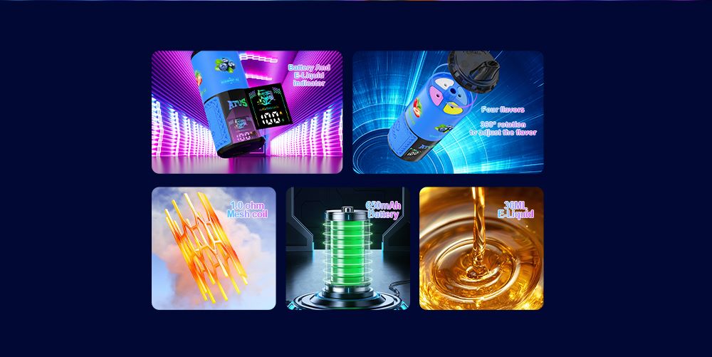 DE030 Florida FL USA 60000 Puffs Disposable Vape with LED Display Screen and Adjustable Airflow Rechargeable ATVS Vape