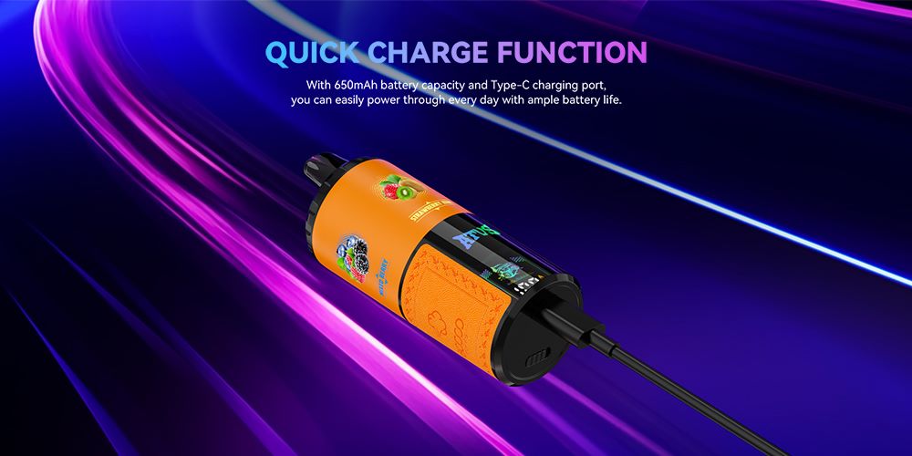 DE030 Florida FL USA 60000 Puffs Disposable Vape with LED Display Screen and Adjustable Airflow Rechargeable ATVS Vape