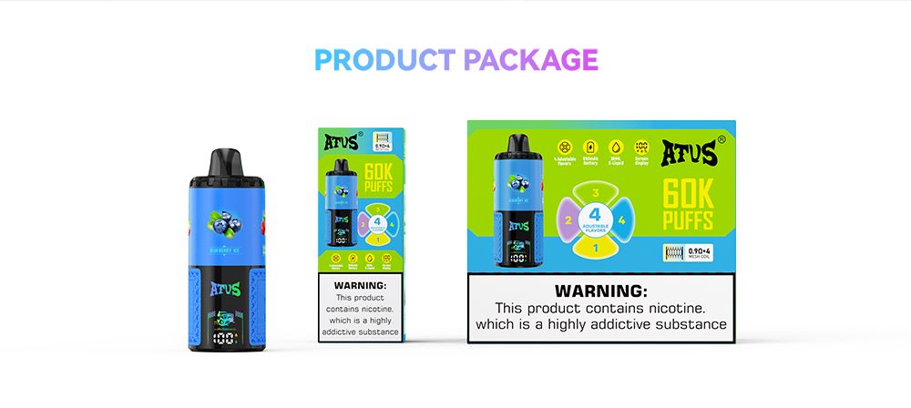 DE030 Florida FL USA 60000 Puffs Disposable Vape with LED Display Screen and Adjustable Airflow Rechargeable ATVS Vape
